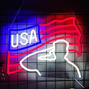 New Veterans Day Neon Sign – USA Flag LED Light for Wall, Bedroom & Home Decor